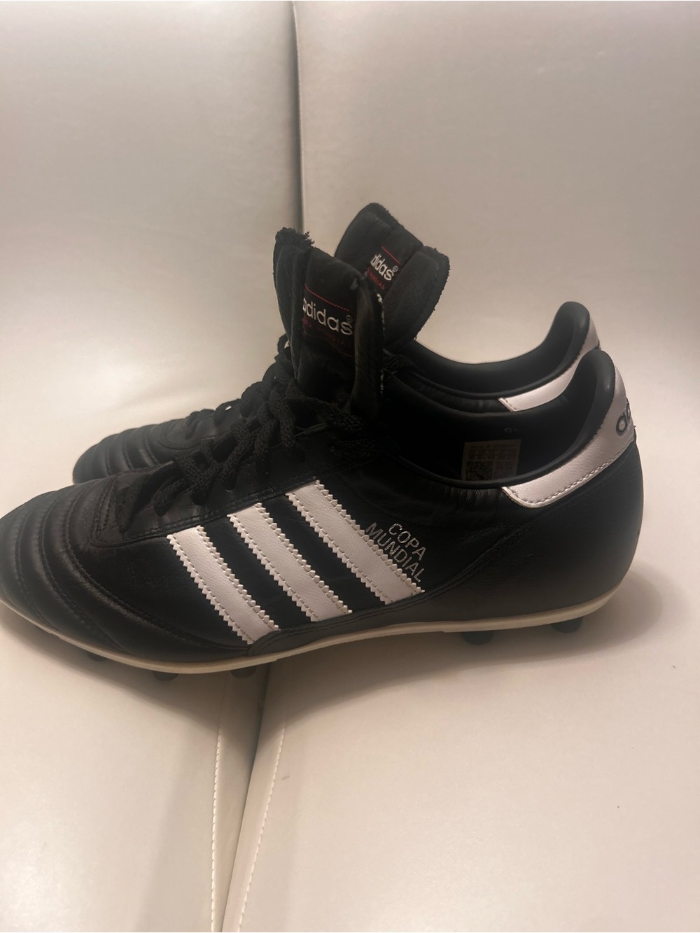 adidas Copa Mundial Black with White Stripes Soccer Cleats